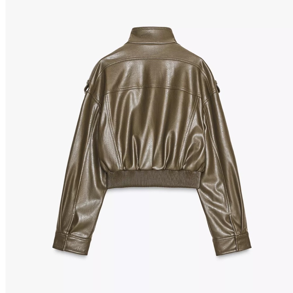 Zara FAUX LEATHER CROPPED JACKET - Picture 5 of 11
